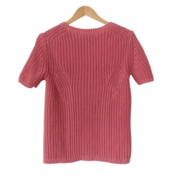 Banana Republic Garment Dyed Short Sleeve Sweater Small Red Clay Chunky Knit - Picture 2 of 9